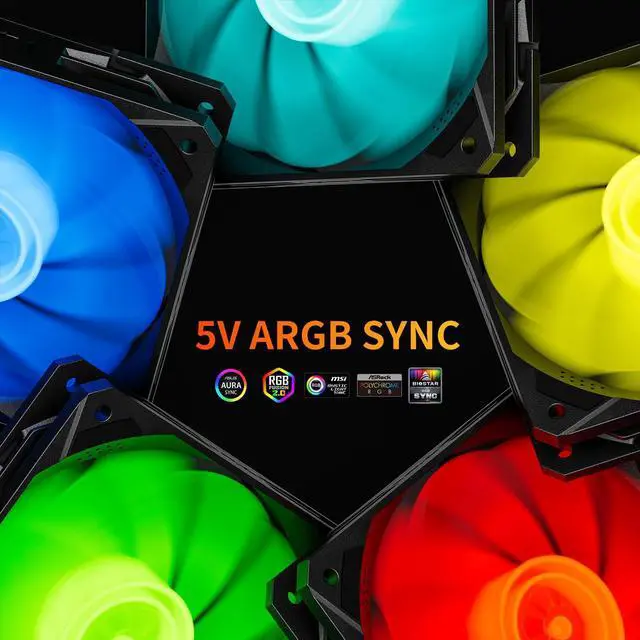 Alt view image 2 of 5 - upHere 120mm Black Computer Case Fan,Motherboard Sync Fan,High Airflow,Speed Adjustable, ARGB Fan with Fan Hub and Remote,Low Noise Hydraulic Bearing Long Life Up to 40,000 Hours-6 Pack,NK1206-6