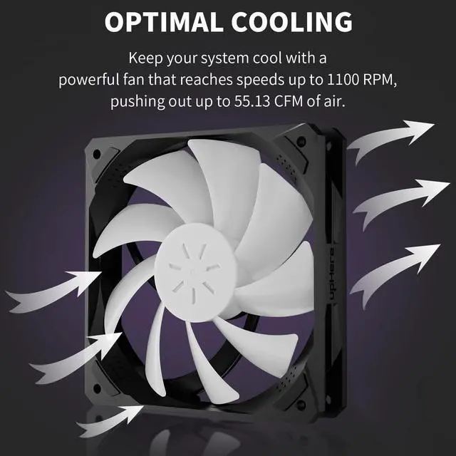 Alt view image 3 of 5 - upHere 120mm Black Computer Case Fan,Motherboard Sync Fan,High Airflow,Speed Adjustable, ARGB Fan with Fan Hub and Remote,Low Noise Hydraulic Bearing Long Life Up to 40,000 Hours-6 Pack,NK1206-6