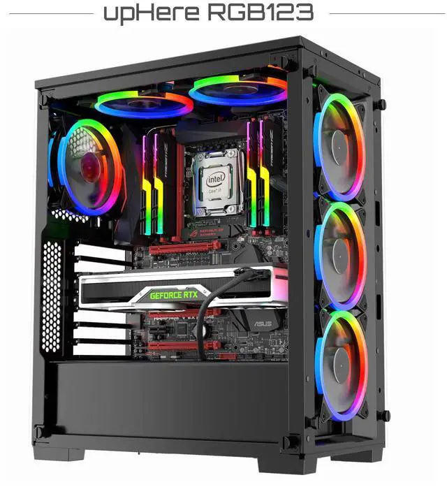 Alt view image 5 of 5 - upHere 120mm RGB Series Case Fan,Quiet Edition High Airflow LED Case Fan for PC Cases-5 Pack