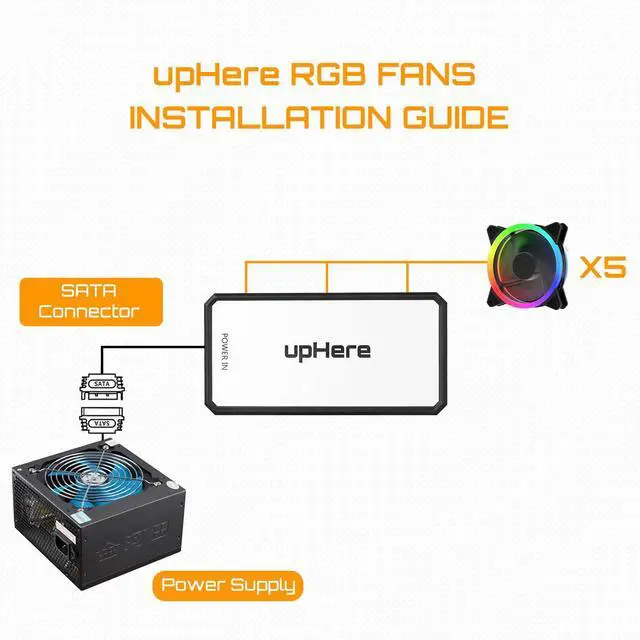 Alt view image 4 of 5 - upHere 120mm RGB Series Case Fan,Quiet Edition High Airflow LED Case Fan for PC Cases-5 Pack