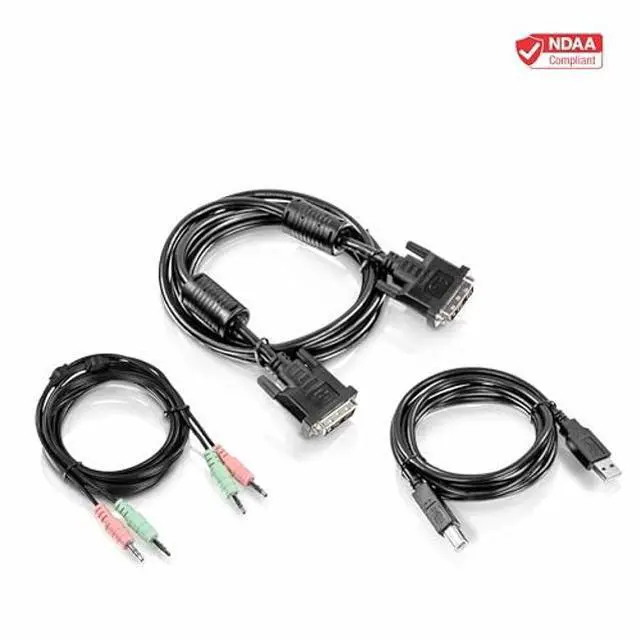 Alt view image 2 of 5 - TRENDnet 15 ft. DVI-I, USB, and Audio KVM Cable Kit, Connect a DVI Computer to The TK-232DV KVM Switch, USB Mouse/Keyboard, DVI-I, & 3.5mm Audio Connections, TK-CD15