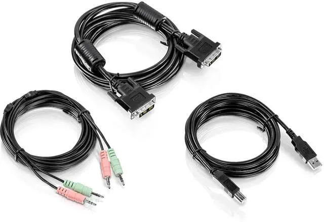 Main image of TRENDnet 10 ft. DVI-I, USB, and Audio KVM Cable Kit, Connect a DVI Computer to The TK-232DV KVM Switch, USB Mouse/Keyboard, DVI-I, & 3.5mm Audio Connections, TK-CD10