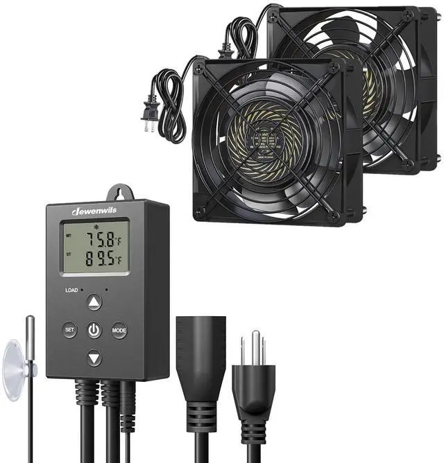 Main image of DEWENWILS Digital Temperature Controller with 120V AC Waterproof Exhaust Fan 120mm, DIY Cooling Fan for Refrigerator, Computer Case, Compressor Engine, Generator, UL Listed