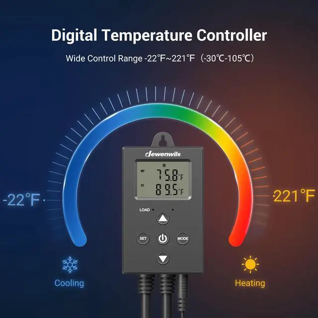 Alt view image 3 of 5 - DEWENWILS Digital Temperature Controller with 120V AC Waterproof Exhaust Fan 120mm, DIY Cooling Fan for Refrigerator, Computer Case, Compressor Engine, Generator, UL Listed