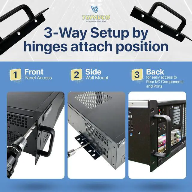 Alt view image 3 of 5 - 3U Server Chassis - Compact 12" Deep 19" Rackmount ATX Computer Case (Back or Front Rack Mount for Easy Access to Rear Components & Ports) 4 Bay 1x5.25 3x3.5; 4X Full Expansion Slots -Tupavco TP1833