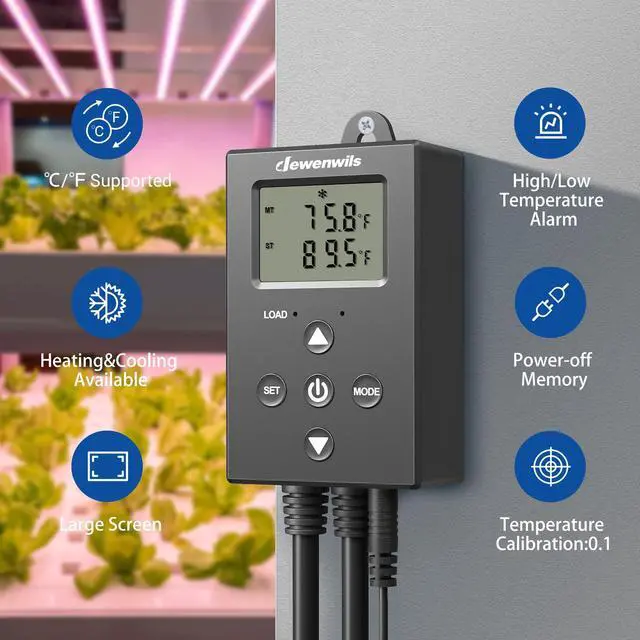 Alt view image 2 of 5 - DEWENWILS Digital Temperature Controller with 120V AC Waterproof Exhaust Fan 120mm, DIY Cooling Fan for Refrigerator, Computer Case, Compressor Engine, Generator, UL Listed