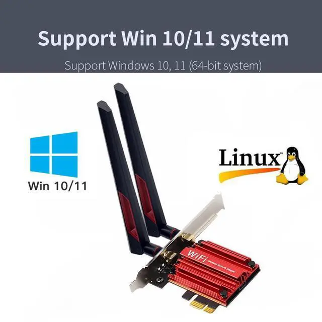Alt view image 5 of 5 - Teday 10DB Antennas WiFi 6E PCIE Adapter Intel AX210 Bluetooth 5.3 Wireless 5374Mbps 2 in 1 Tri Band 2.4G/5G/6Ghz WiFi 6 Network Card for PC Desktop Windows 10 11
