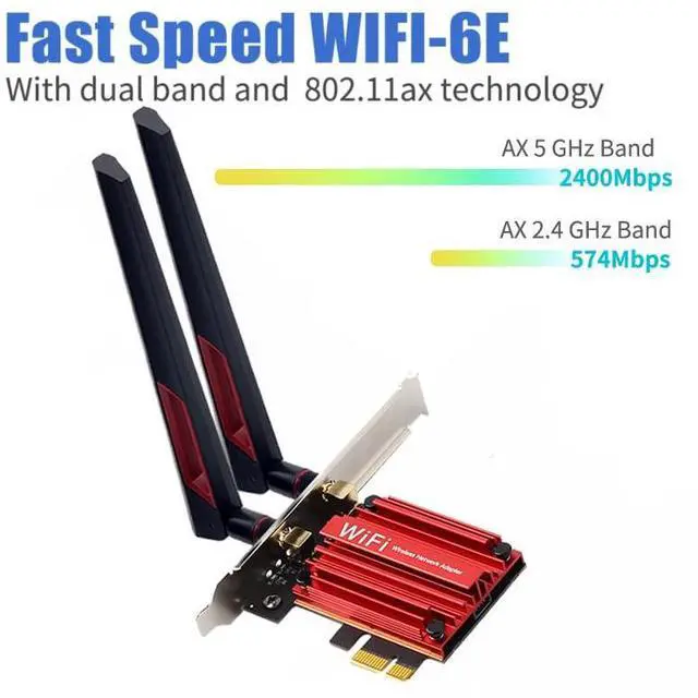 Alt view image 4 of 5 - Teday 10DB Antennas WiFi 6E PCIE Adapter Intel AX210 Bluetooth 5.3 Wireless 5374Mbps 2 in 1 Tri Band 2.4G/5G/6Ghz WiFi 6 Network Card for PC Desktop Windows 10 11