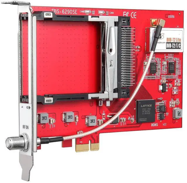 Alt view image 2 of 5 - TBS6290se DVB-T2/T/C Dual PCI Express Terrestrial Cable TV Tuner Card with Dual CI Slot for FTA and Encrypted TV Channels
