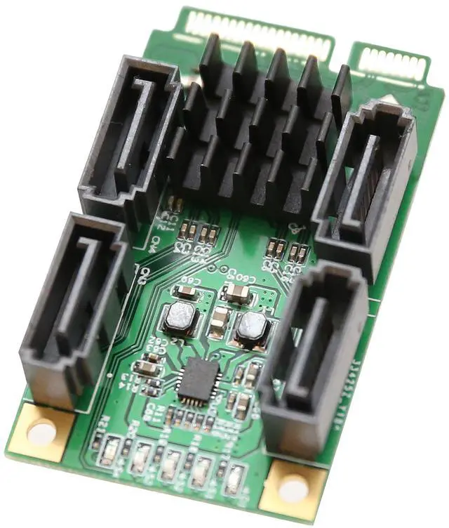 Alt view image 3 of 5 - IO Crest 4 Port SATA III Mini Pci-E Controller Card Components Other SI-MPE40125