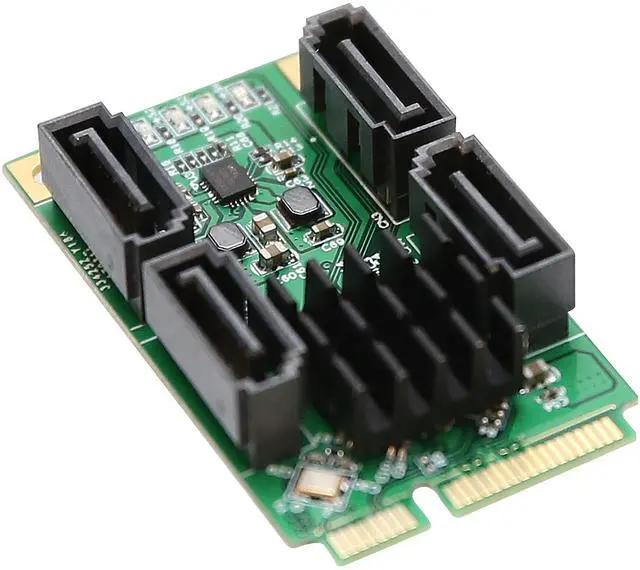 Alt view image 2 of 5 - IO Crest 4 Port SATA III Mini Pci-E Controller Card Components Other SI-MPE40125