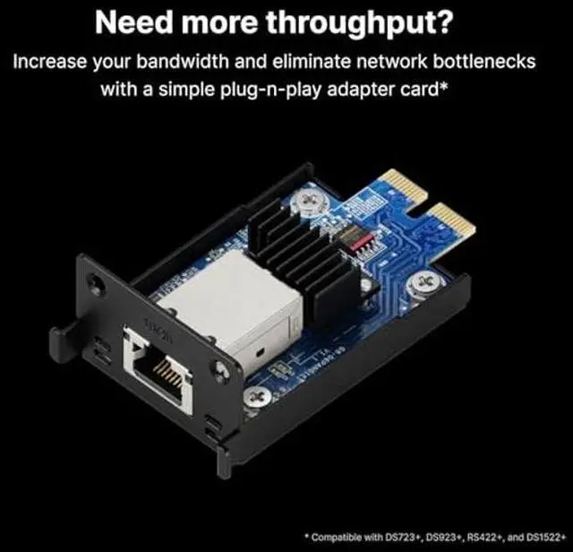Alt view image 2 of 5 - Synology Network Upgrade Module adds 1x 10GbE RJ-45 (E10G22-T1-Mini)