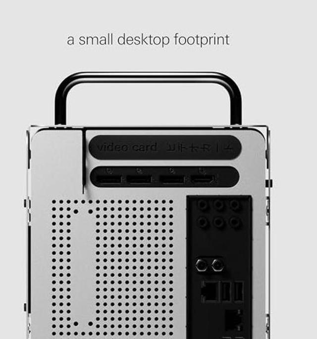 Alt view image 3 of 5 - teenage engineering Computer-1 Mini-ITX PC Computer case Chassis with Powder Coated Aluminum, Chrome Metal Handles, and Dual-Slot GPU, Small Form Factor, Compatible with SFX Power Supply (Aluminum)