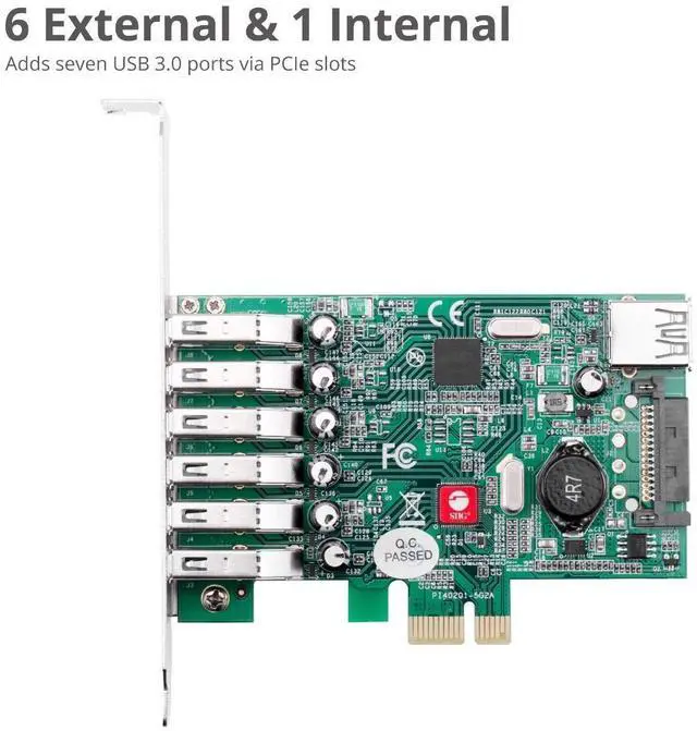Alt view image 3 of 5 - SIIG DP USB 3.0 7-Port PCIe I/E (JU-P70011-S1)