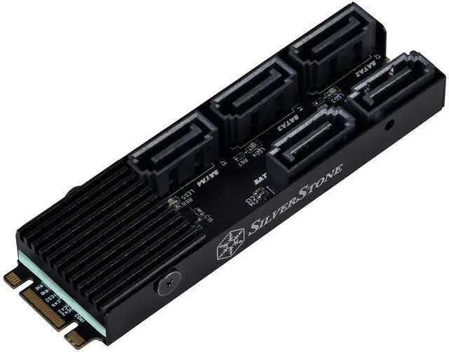 Main image of SilverStone Technology ECS07 5-Port SATA Gen3 6Gbps Non-RAID M.2 PCIe Storage Expansion Card, SST-ECS07