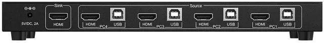 Alt view image 5 of 5 - BZBGEAR 4x1 4K UHD KVM Switcher with USB 2.0 Ports for Peripherals and Audio Support - BG-UHD-KVM41A