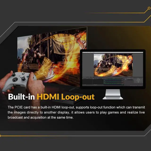 Alt view image 4 of 5 - AVMATRIX VC12-4K PCIE Capture Card 4k for Game Livestream and Record in 4K60 UHD with Ultra-Low Latency on PS5 PS4/Pro Xbox Series X/S Xbox One X/S in OBS Works with Windows and Linux