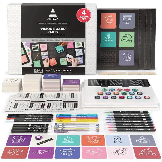 Main image of ARTEZA Vision Board Kit, Experience Box | Creative Art & Craft Set for Goal Setting, Party Kit for Group Activities, Business Planning, Personal Development, Art Supplies, Craft Supplies