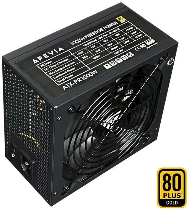 Alt view image 4 of 5 - Apevia ATX-PR1000W PCIe 5.0 & ATX 3.0 Ready Prestige 1000W 80+ Gold Certified, Gen 5 12VHPWR GPU Connector, Active PFC ATX Gaming Power Supply