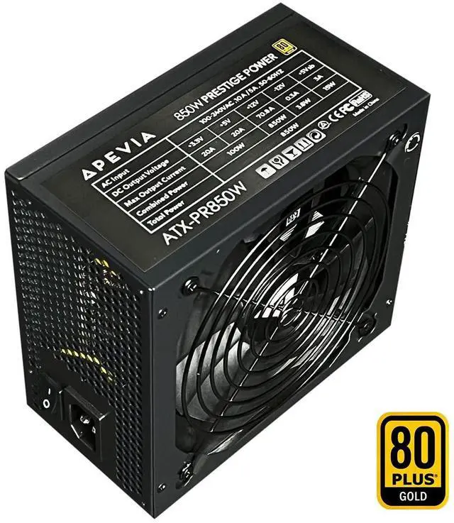 Alt view image 4 of 5 - Apevia ATX-PR850W PCIe 5.0 & ATX 3.0 Ready Prestige 850W 80+ Gold Certified, Gen 5 12VHPWR Connector, Active PFC ATX Gaming Power Supply
