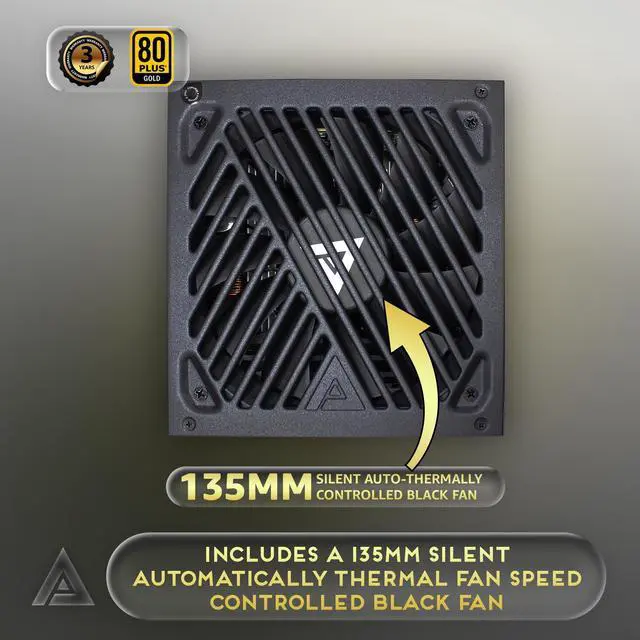 Alt view image 4 of 5 - Apevia ATX-GX1000W PCIe 5.0 & ATX 3.0 Ready Galaxy 1000W 80+ Gold Certified, Gen 5 12VHPWR Connector, Active PFC ATX Semi-Modular Gaming Power Supply