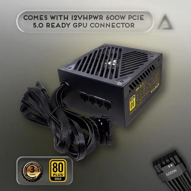 Alt view image 3 of 5 - Apevia ATX-GX1000W PCIe 5.0 & ATX 3.0 Ready Galaxy 1000W 80+ Gold Certified, Gen 5 12VHPWR Connector, Active PFC ATX Semi-Modular Gaming Power Supply
