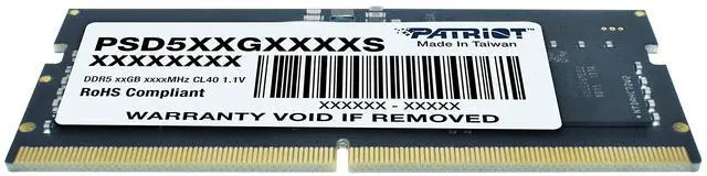 Main image of Patriot Memory Signature Line DDR5 8GB (1 x 8GB) 5600MHz SODIMM Single - PSD58G560041S