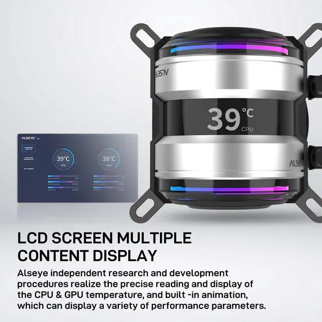 Alt view image 3 of 4 - ALSEYE Infinity i360 Water Cooling System - 360mm Radiator, Dual LED Pumps, Temperature Display, 3x120mm ARGB & PWM Fans, Low Noise Operation - Compatible with Intel LGA 1700/1200 & AMD AM5/AM4-Black