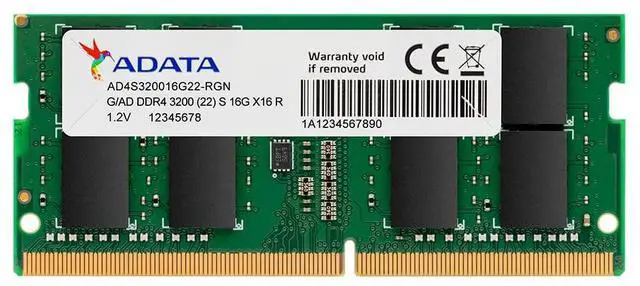 Main image of ADATA Premier 16GB (1x16GB) DDR4 3200MHz CL22 PC4-25600 260-Pin SODIMM Memory RAM Single Pack(AD4S320016G22-SGN)