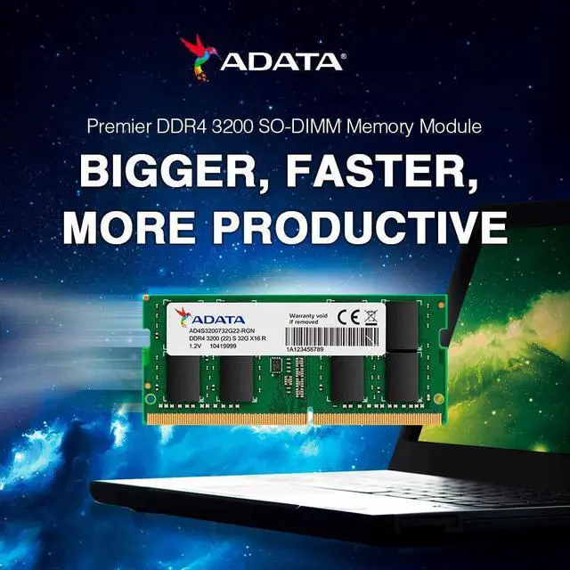Alt view image 3 of 5 - ADATA Premier 16GB (1x16GB) DDR4 3200MHz CL22 PC4-25600 260-Pin SODIMM Memory RAM Single Pack(AD4S320016G22-SGN)