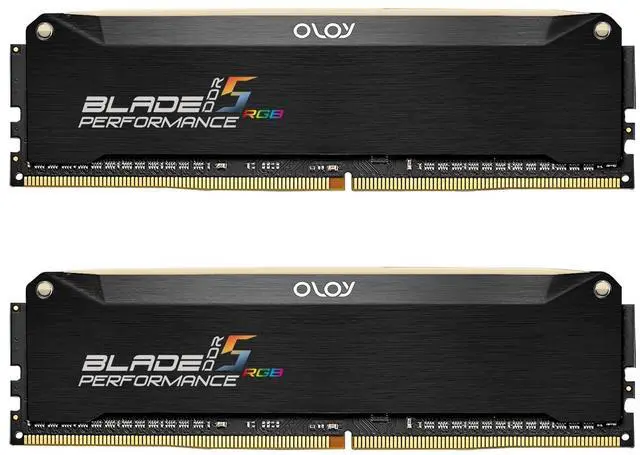 Main image of OLOy DDR5 RAM 32GB (2x16GB) Black Hairline Blade RGB 6000 MHz CL30 1.4V Gaming UDIMM (MD5U1660306BRKDE)