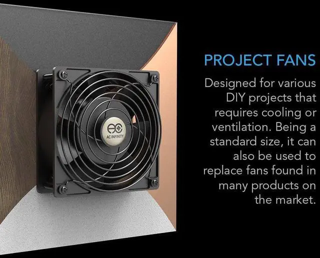 Alt view image 2 of 5 - AC Infinity AXIAL 2060, Muffin Fan, 120V AC 200mm x 200mm x 60mm High Speed, for DIY Cooling Ventilation Exhaust Projects
