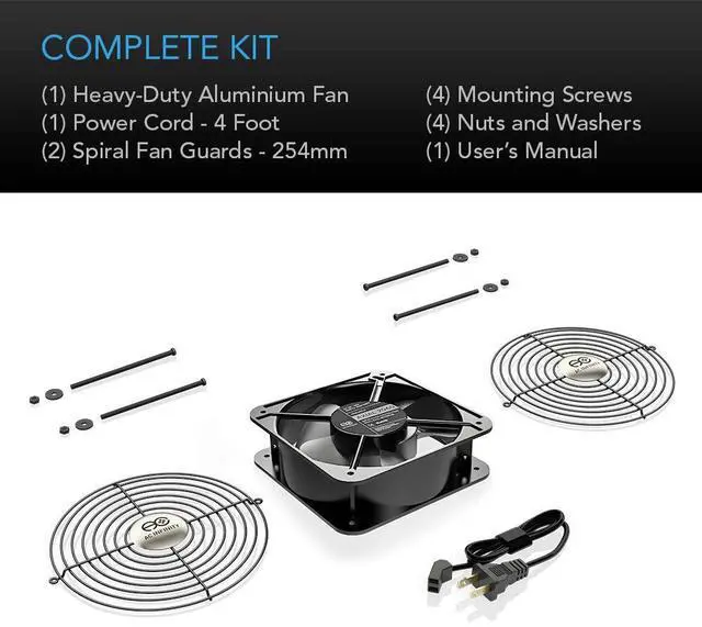 Alt view image 5 of 5 - AC Infinity AXIAL 2060, Muffin Fan, 120V AC 200mm x 200mm x 60mm High Speed, for DIY Cooling Ventilation Exhaust Projects