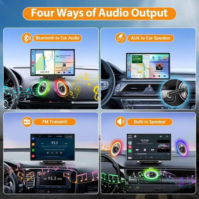 Alt view image 5 of 5 - 9'' Wireless CarPlay Screen for Cars, 4K Dash Cam & 1080p Backup Camera - Apple CarPlay Android Auto GPS Navigation Bluetooth Touchscreen Display - Voice Control Mirror Link Car Accessories