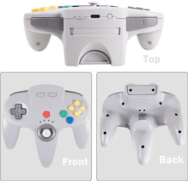 Alt view image 3 of 5 - 2 Pack 2.4 GHz Wireless Switch N64 Controller, w/USB Dongle, Compatible with Windows Laptop PC iOS Mac Linux Raspberry Pi, Switch/NSO - (Rechargeable) (Plug and Play) (Gray/Black)