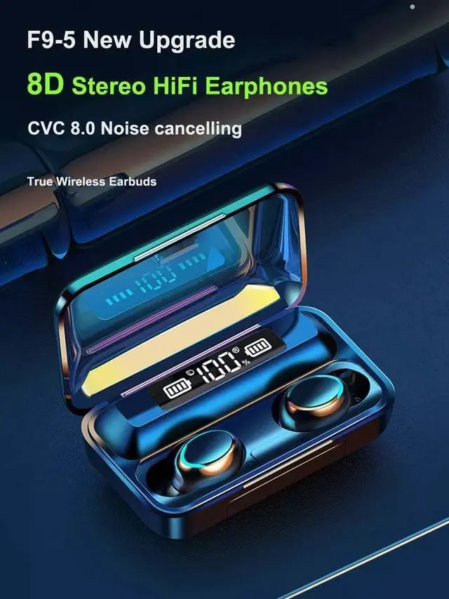 Alt view image 3 of 5 - F9-5 Led Light TWS HiFi Headphone Sport Earphone Headset Mini TWS 5.0 Wireless Earbuds with Mic 2000ahm Charging Box