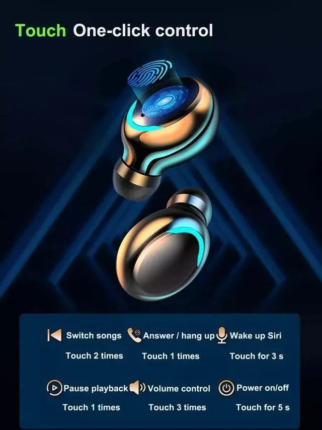 Alt view image 5 of 5 - F9-5 Led Light TWS HiFi Headphone Sport Earphone Headset Mini TWS 5.0 Wireless Earbuds with Mic 2000ahm Charging Box
