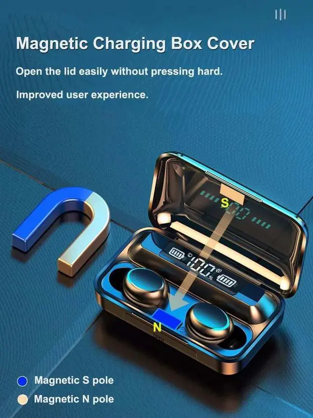 Alt view image 4 of 5 - F9-5 Led Light TWS HiFi Headphone Sport Earphone Headset Mini TWS 5.0 Wireless Earbuds with Mic 2000ahm Charging Box