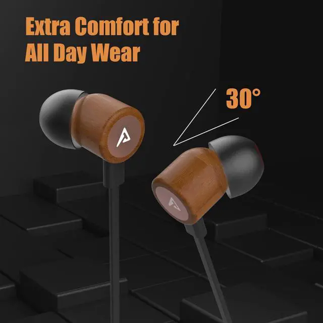 Alt view image 3 of 5 - Lightning Headphones ADPROTECH Wired Earbuds Wood MFi Certified Earphones in-Ear Magnetic Headset with Microphone and Volume Controller Compatible iPhone 14 13 12 11 Pro Max iPhone XS Max XR Rose Gold