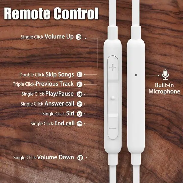 Alt view image 4 of 5 - Lightning Headphones ADPROTECH Wired Earbuds Wood MFi Certified Earphones in-Ear Magnetic Headset with Microphone and Volume Controller Compatible iPhone 14 13 12 11 Pro Max iPhone XS Max XR Rose Gold