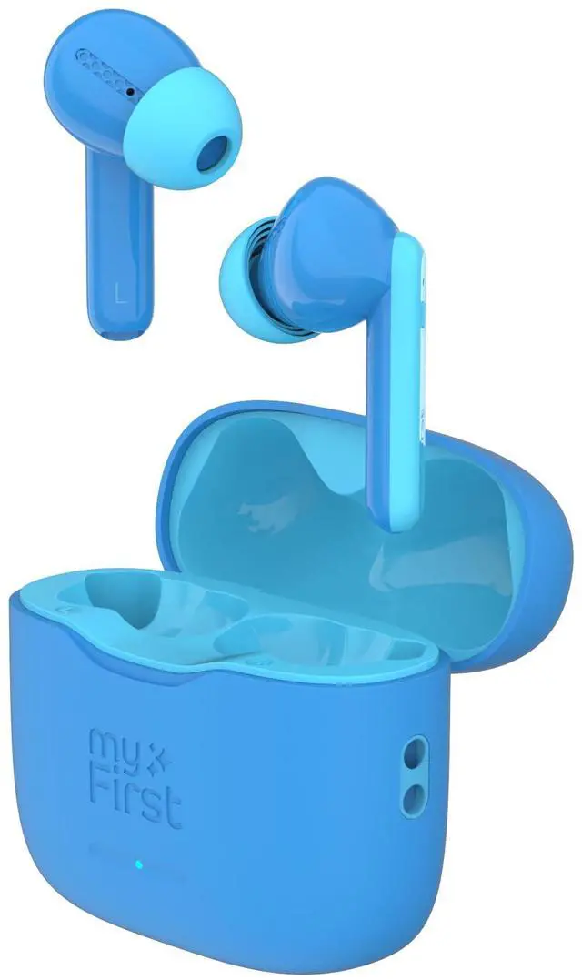 Main image of myFirst Carebuds Kids Earbuds - Ear Pods True Wireless Bluetooth with 85db Volume Limit, Mic, USB-C Charging Case, 6 Size Ear Tips, 6 Hours Playtime, Easy Pairing - for Kids & Adults (Blue)