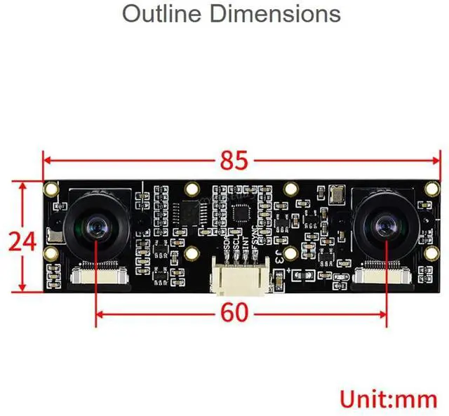 Alt view image 3 of 5 - XYGStudy IMX219-83 Stereo Binocular Camera Sensor Module 3280x2464 8MP AI Depth Stereo Vision Dual IMX219 Supports Raspberry Pi 5 RPi CM3/CM3+ Compute Module POE IO Board/Jetson Nano B01