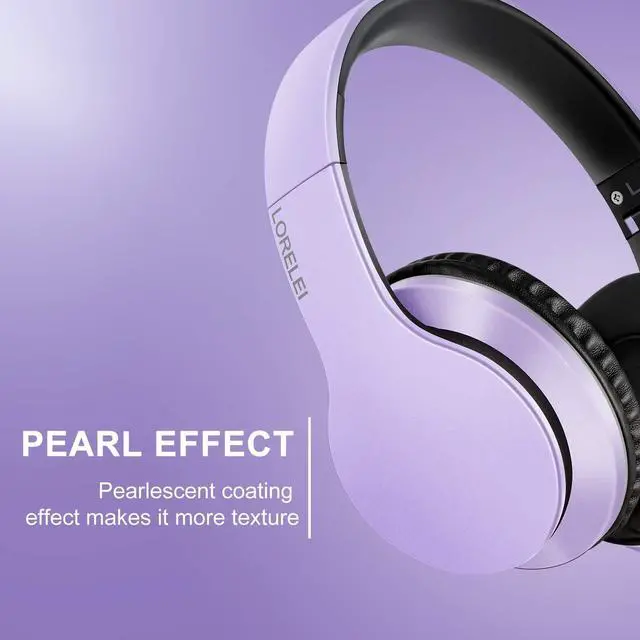 Alt view image 5 of 5 - LORELEI E5 Wired On Ear Headphones (Purple) & X6 Wired Over Ear HeadphonesPurple-Black