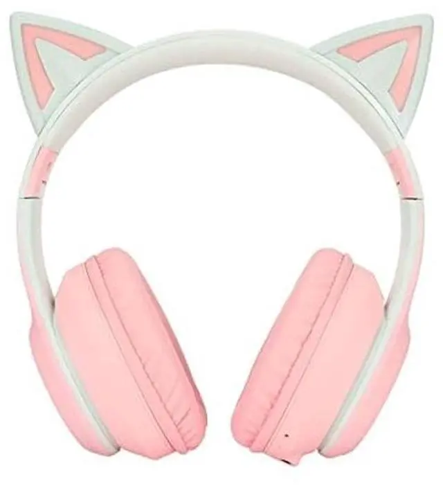 Alt view image 4 of 5 - KUIDAMOS Cat Ear Headphones,Cat Ear Headset with 7 Colors LED Lights Effect and Detachable Microphone Foldable Over Ear Headphones Support BT and Wired Connection,Stereo Sound