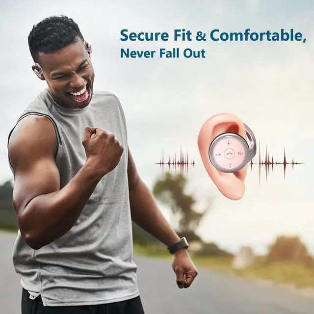 Alt view image 4 of 5 - itayak Behind The Head Headphones, Wrap Around Head Small Bluetooth Headphones Lightweight Foldable Wireless Sports Sweatproof Headset with Microphone & Carrying Case (Gold)