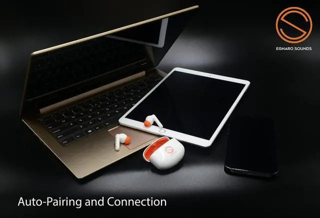 Alt view image 5 of 5 - EGNARO ES5 True Wireless Stereo Earbuds Earphones, Bluetooth 5.1, Active Noise Cancelling, Touch Controls with Microphone and IPX4 Water Resistance, Color White