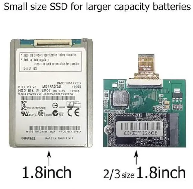 Alt view image 2 of 5 - SELLTOONE 128GB SSD for iPod Classic 6th 7th iPod Video 5Gen 5.5th Replace HS081HA MK8010GAH MK8022GAA MK1634GAL MK1231GAL ZIF CE Solid State Drive (128GB)