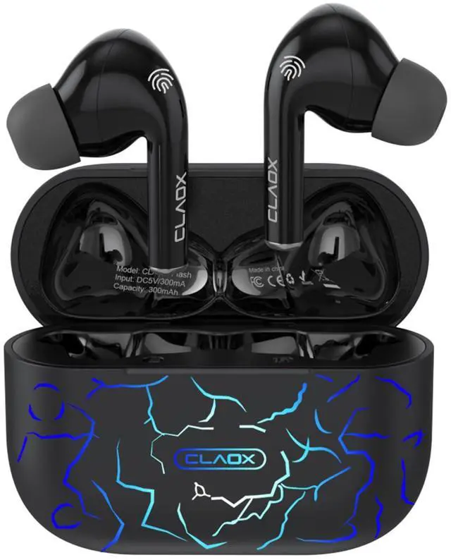 Main image of CLAOX Flash Wireless Earbuds, Active Noise Cancelling, Bluetooth Earbuds with Microphone, RGB Light Charging Case, IPX6 Waterproof, USB-C Fast Charge, 80Hrs Battery Life, for Gaming Sport & Work