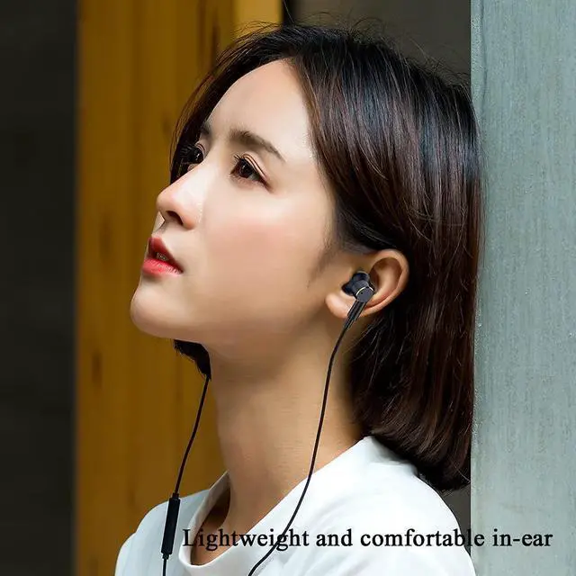 Alt view image 5 of 5 - Wired headphones with [four speakers], high-fidelity noise-cancelling stereo subwoofer earbuds with microphone,universal 3.5mm plug earphones with volume adjustment,cnc processing metal back shell