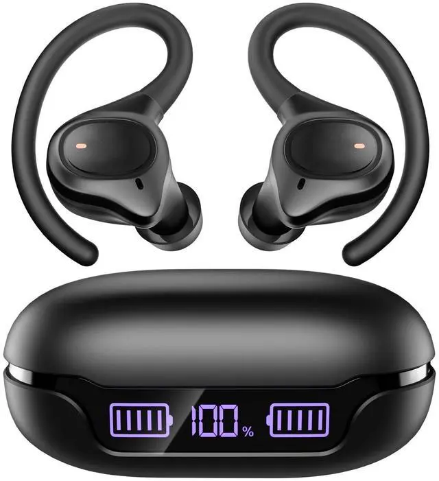 Main image of APEKX True Wireless Earbuds - Secure Fit Earhooks for Small Ear, Bluetooth Headphones for iPhone, IPX7 Waterproof, 40H Playtime, Ideal for Sports and Workouts (Black)